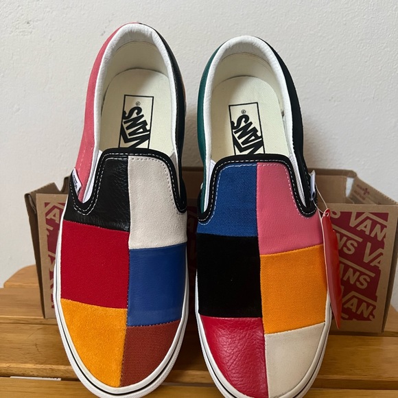 SOLD~VANS Unisex Leather & Suede Patchwork Slip On - Picture 11 of 15